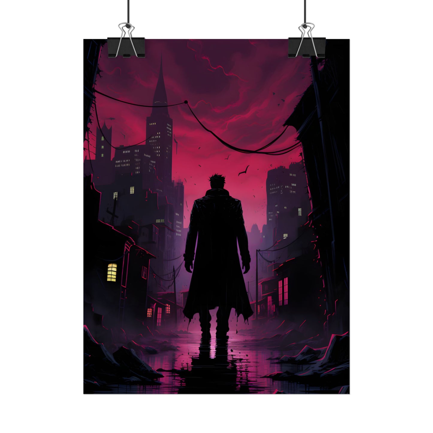 Gritty Urban Scene: Detective in Thought - Poster