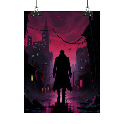 Gritty Urban Scene: Detective in Thought - Poster