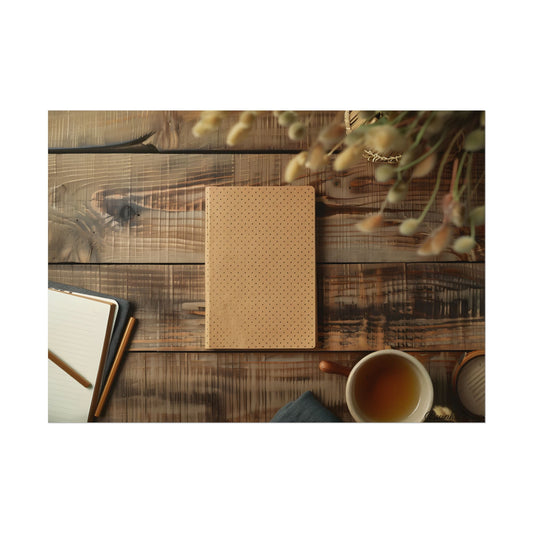 Minimalist Notebook with Embossed Dot Pattern: Flat Design Artwork - Poster