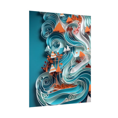 Paper Quilled Canyon Landscape: Natural Desert Artwork - Poster