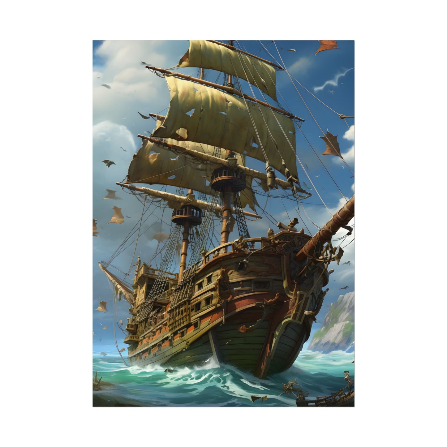 Swashbuckling Time-Traveling Pirate Crew: Colorful Artwork - Poster