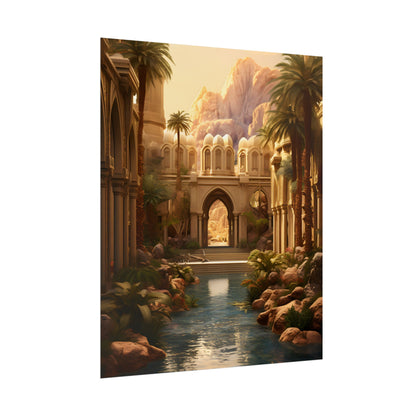 Desert Oasis Under Starry Night: Arabian Nights-Inspired Art - Poster