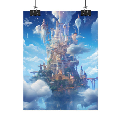 Floating City in Celestial Fantasy Realm: Dreamlike Digital Art - Poster