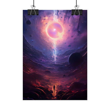 Black Hole Cosmic Odyssey: Dark Planet in Space Art - Poster