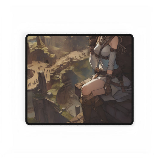 Heroic Bird's Eye View: A Detailed Anime Scene - Desk Mat