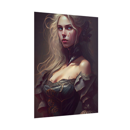 Blonde Female Portrait in a Dress: Stunning Artwork - Poster