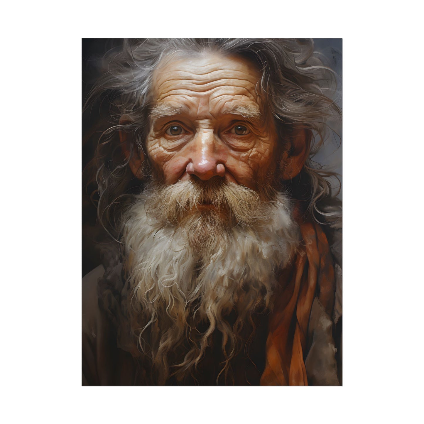 Elderly Wisdom: Realistic Portrait Art - Poster