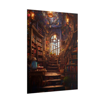 Whimsical Bookshop: Enchanting Magical Artwork - Poster