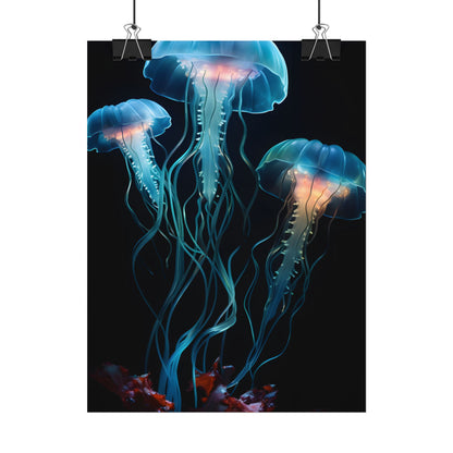 Bioluminescent Oceanic Ballet: Ethereal Underwater Dance - Poster