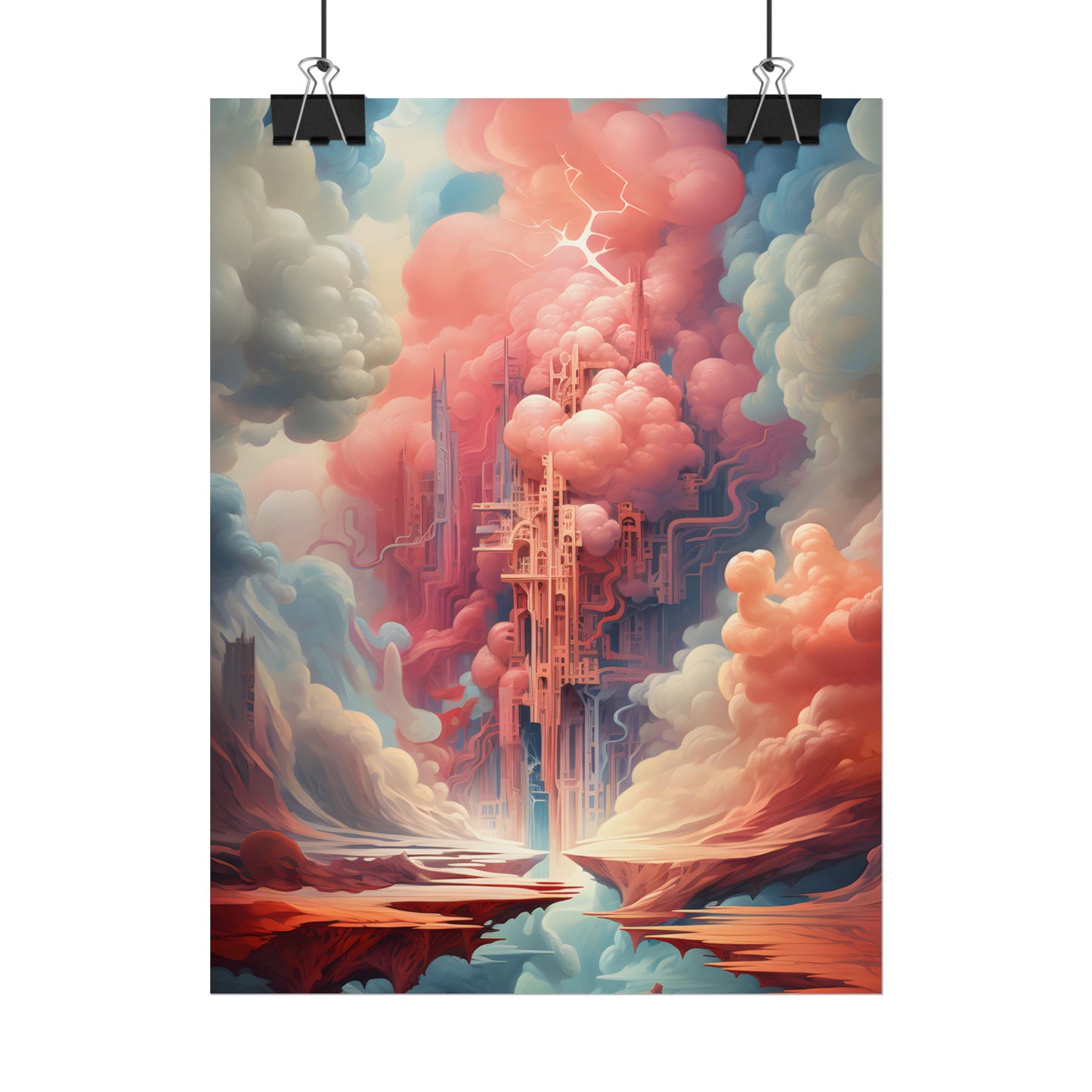 Cyber Dreamscape: Abstract Artwork in Neon Hues - Poster