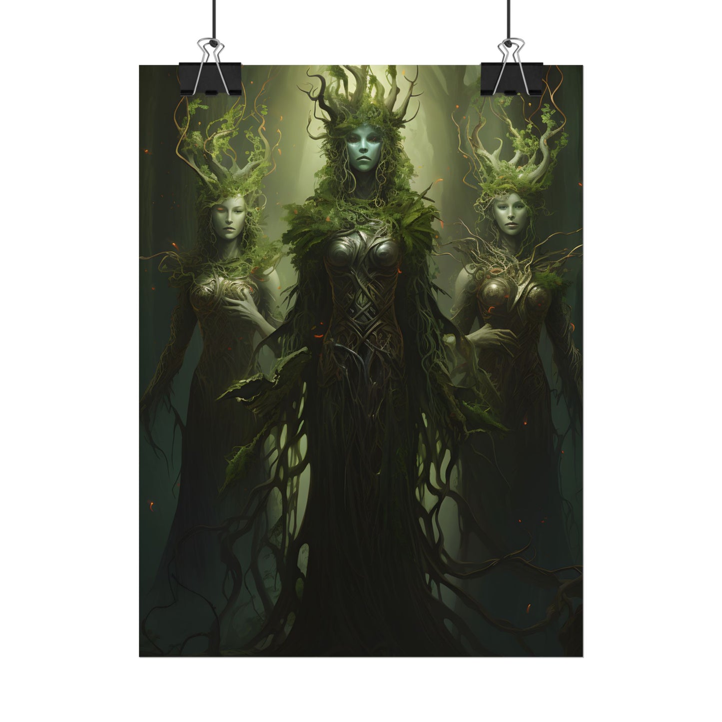 Mystical Forest Guardians: Ancient Tree Spirits Digital Art - Poster