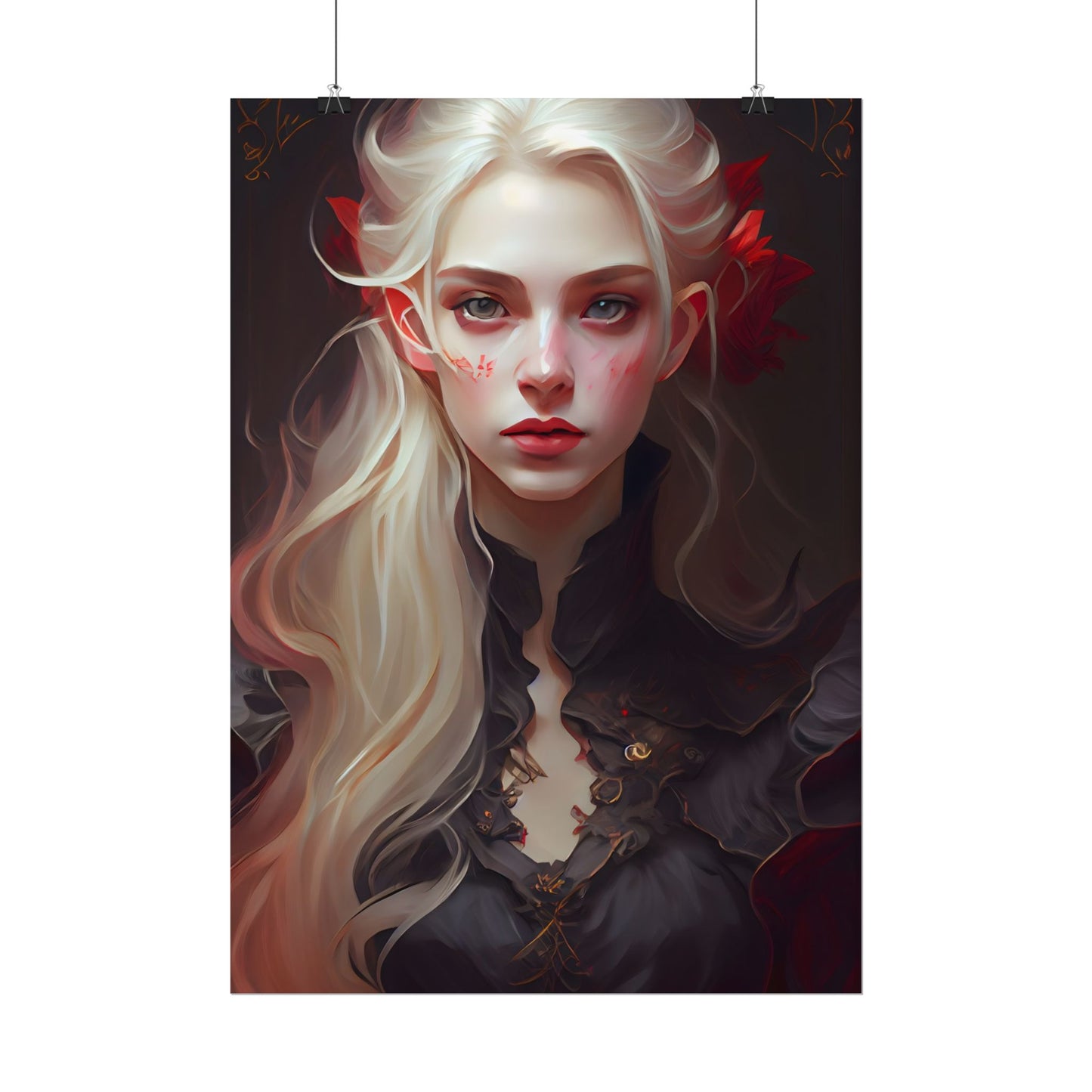 Beautiful Blonde Portrait: A Stunning Female in Black Top - Poster