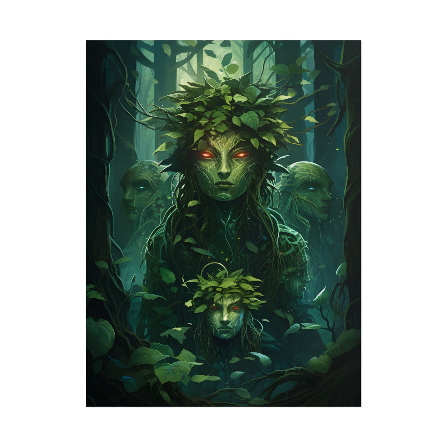 Mystical Forest Guardians: Serene Ancient Tree Spirits - Poster