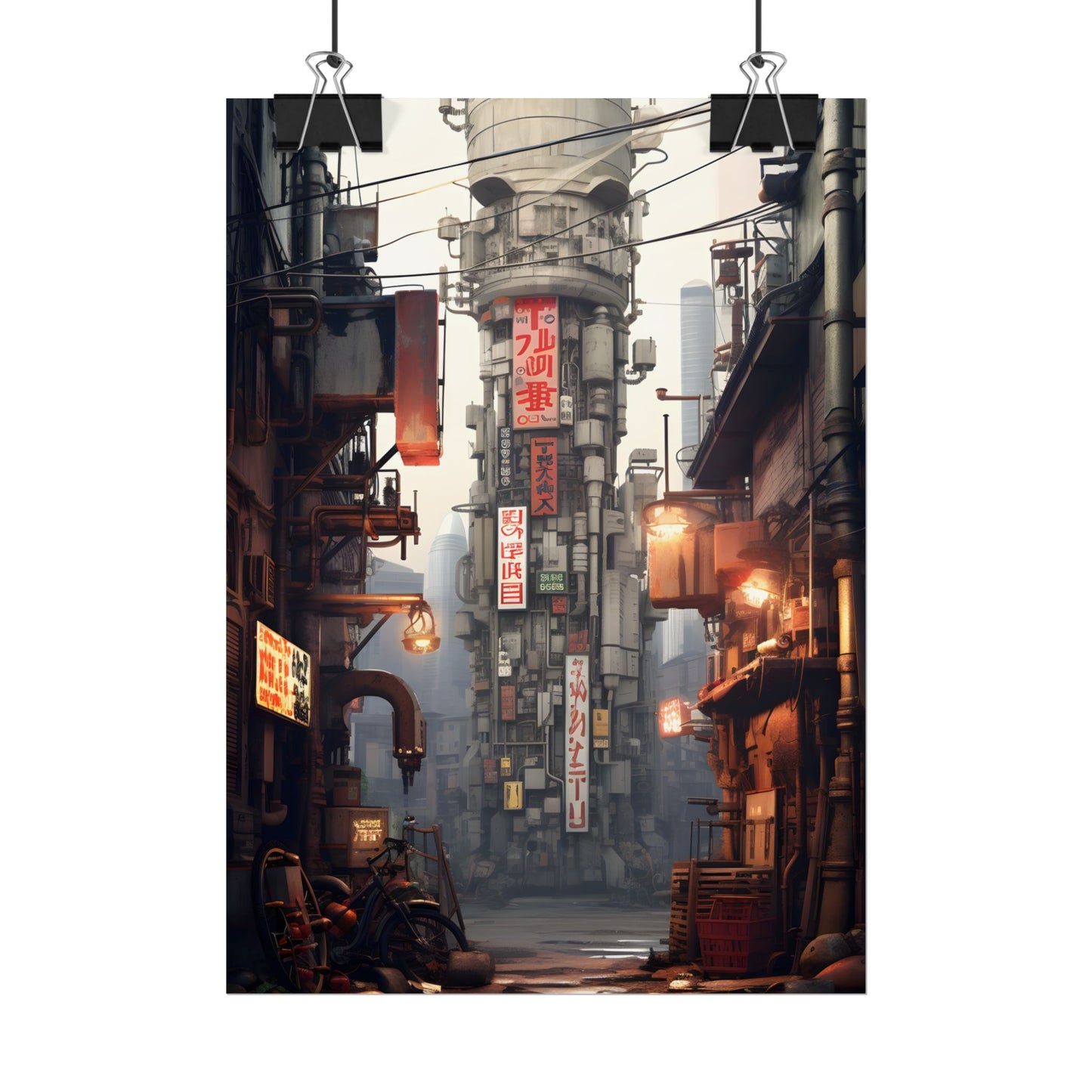 Steampunk Post-Apocalypse: Detailed Cityscape Digital Art - Poster