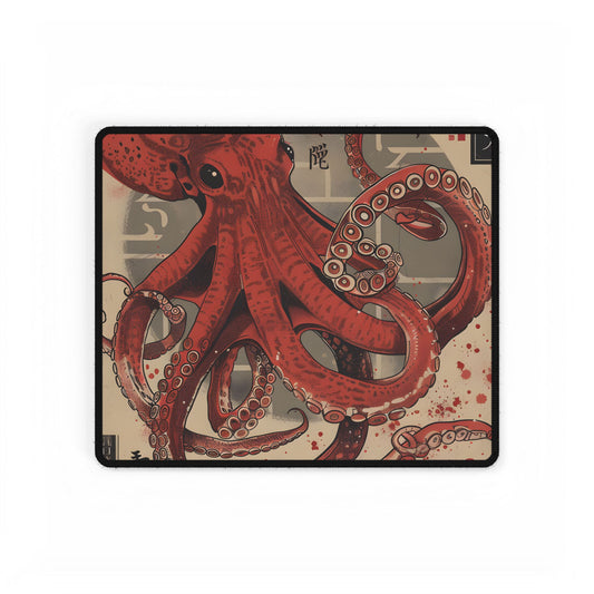 Stylized Japanese Octopus: Muted Watercolor Artwork - Desk Mat