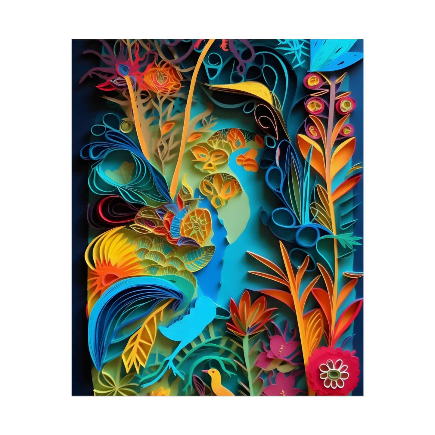 Indian Quilled Landscape: Colorful Paper Art - Poster