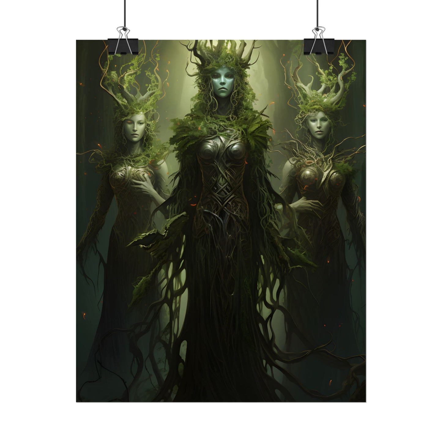 Mystical Forest Guardians: Ancient Tree Spirits Digital Art - Poster