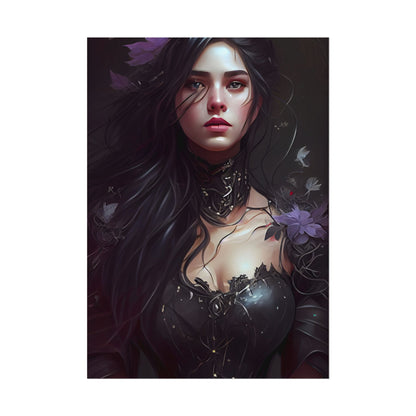 Striking Woman Portrait: Black Hair Artwork - Poster
