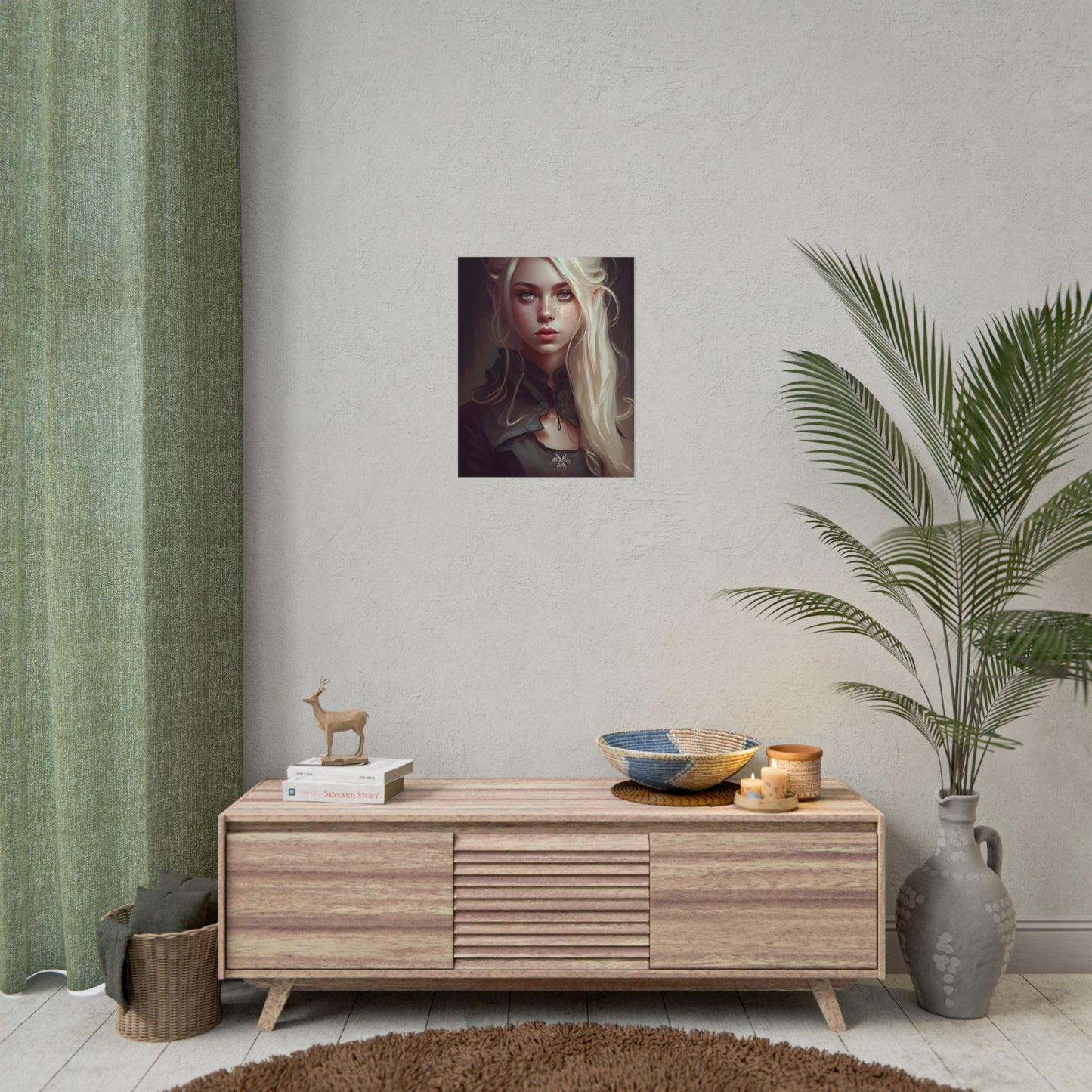 Blonde Portrait: Elegant Woman in Black Dress - Poster