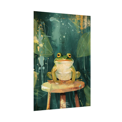 Whimsical Frog Cartoon: Colorful Ta Illustration - Poster