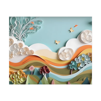 Peaceful Beach Serenade: Paper Quilling Art - Poster