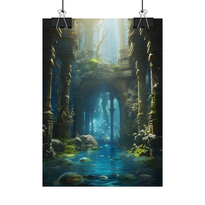 Mysterious Sunken Ancient Civilization: Underwater Artwork - Poster