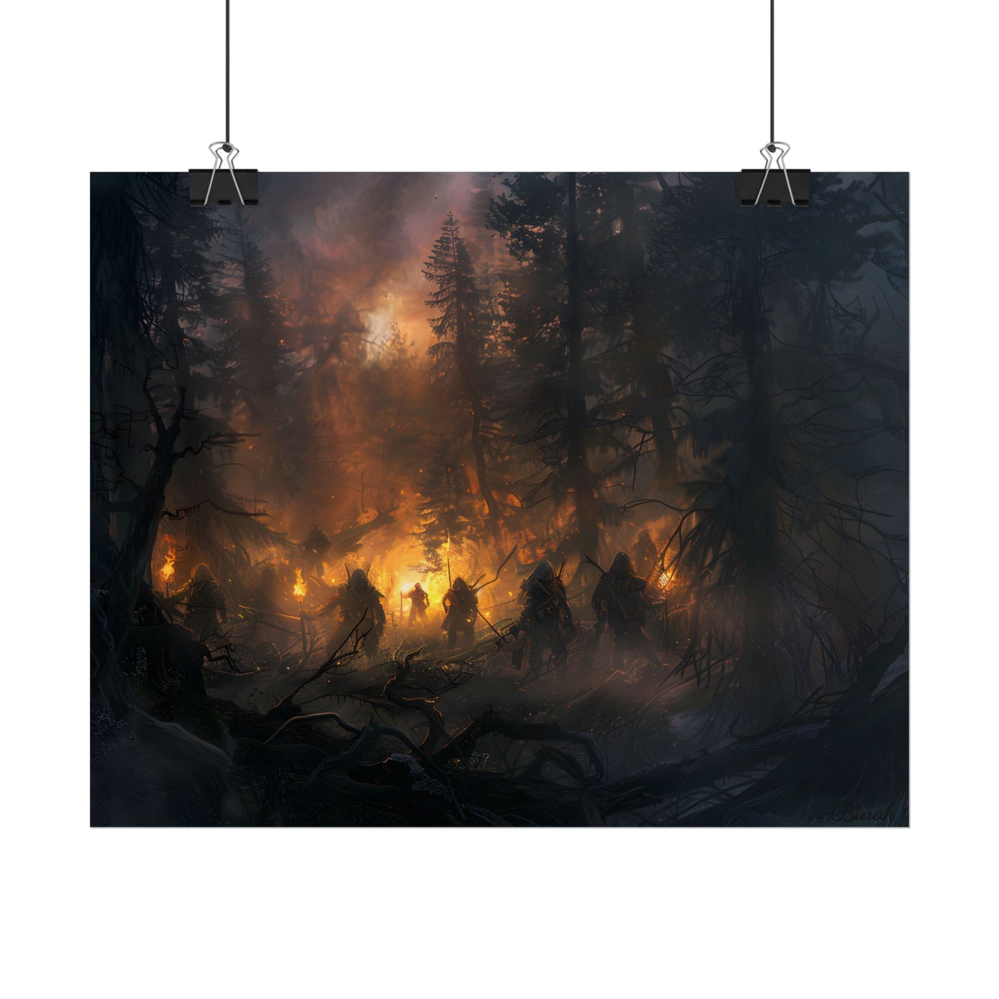 Tranquil Forest Sunset: People Connecting with Nature - Poster