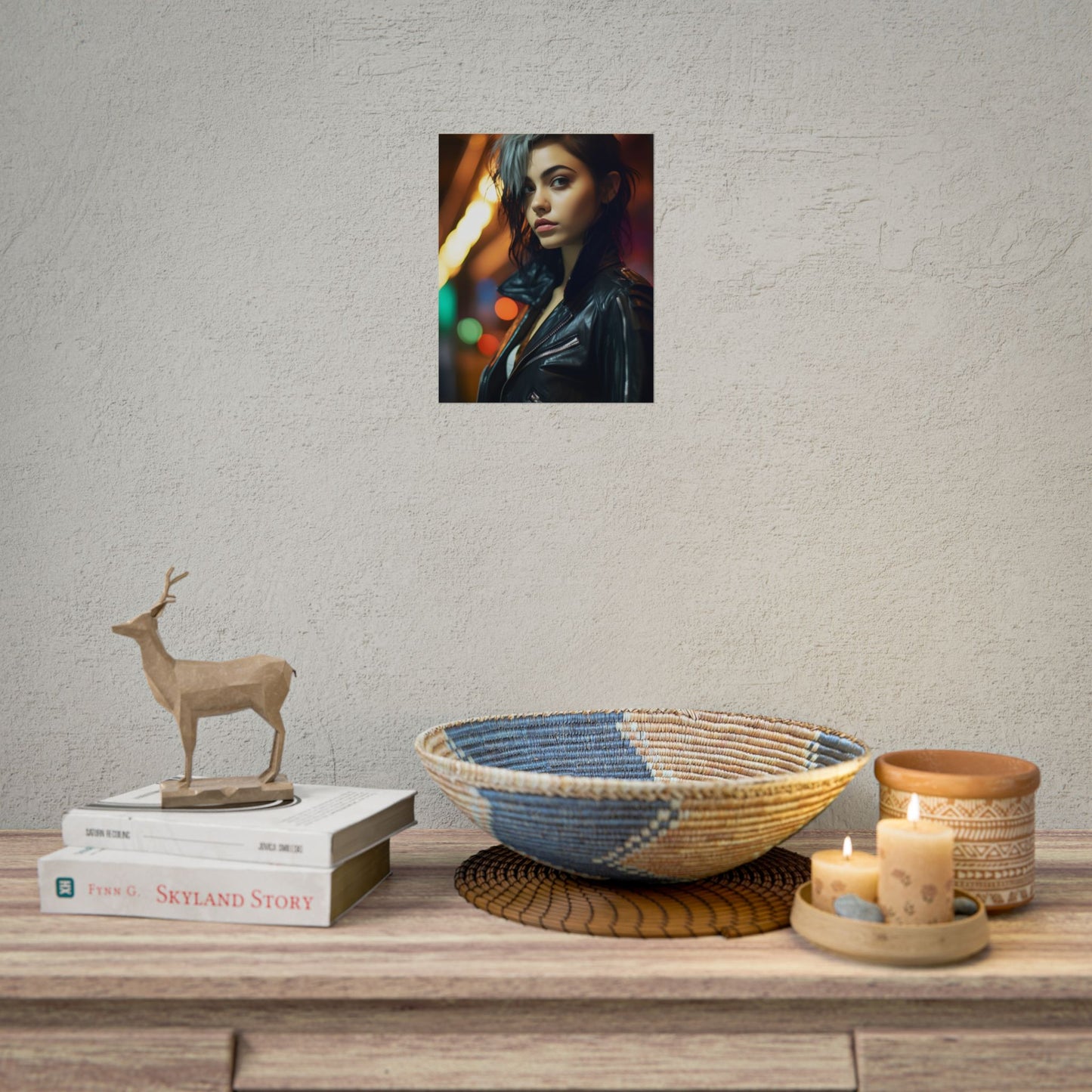 Vibrant Digital Art Print: Teenage Cyberpunk Close-Up - Poster