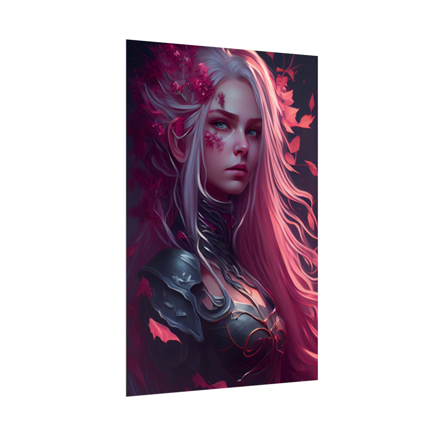 Astonishing Female Portrait with Pink Hair: Artistic Vision - Poster
