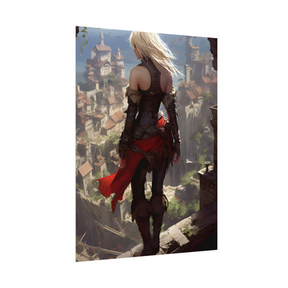 Blonde Anime Bloom: Calming Outdoor Artwork - Poster