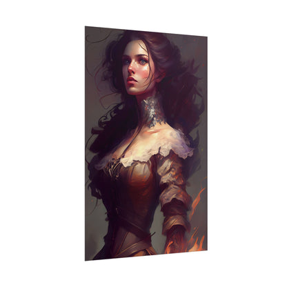 Lovely Brown Hair Portrait: Stunning Female Art - Poster