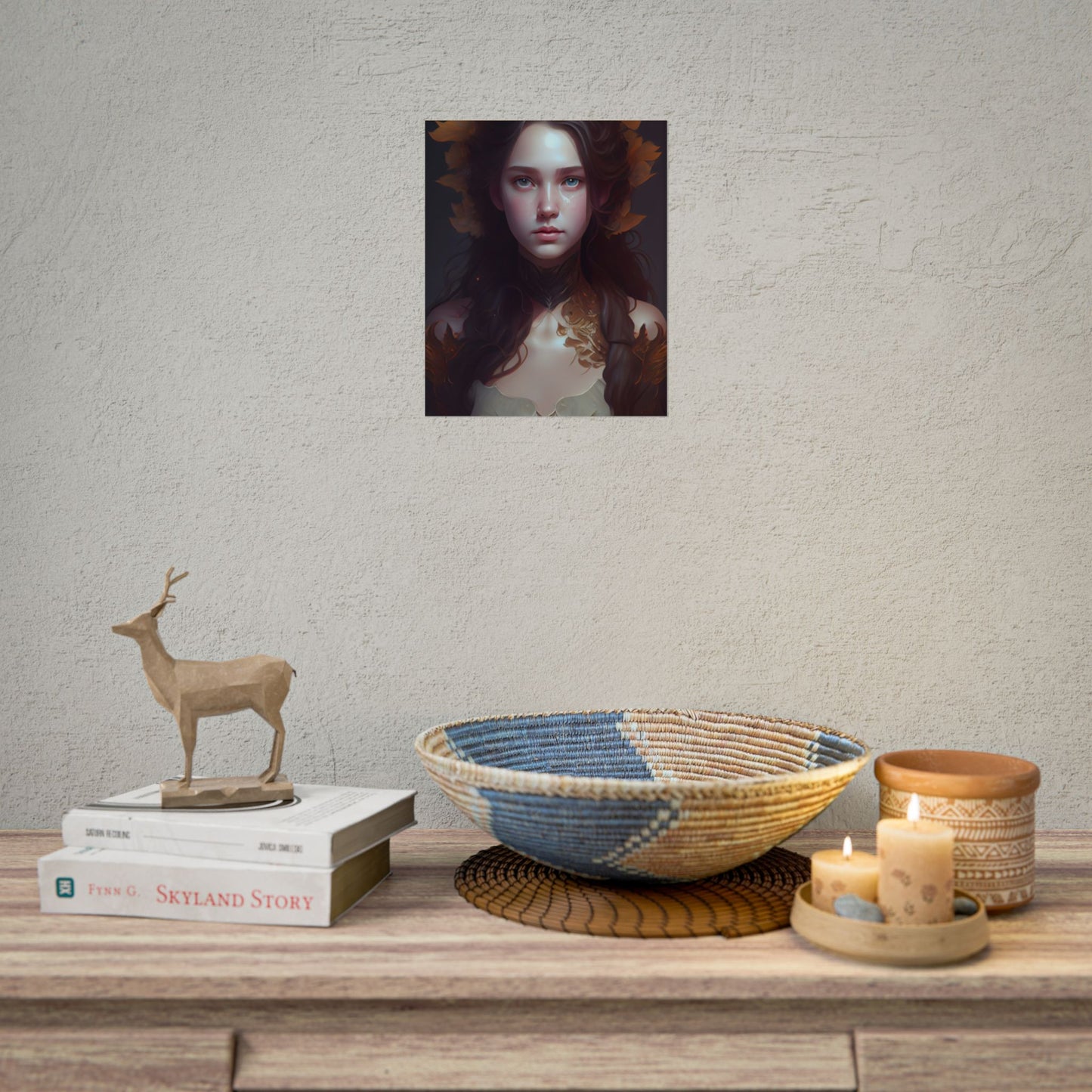 Brown Hair Female Portrait: Artistic Style Digital Art - Poster