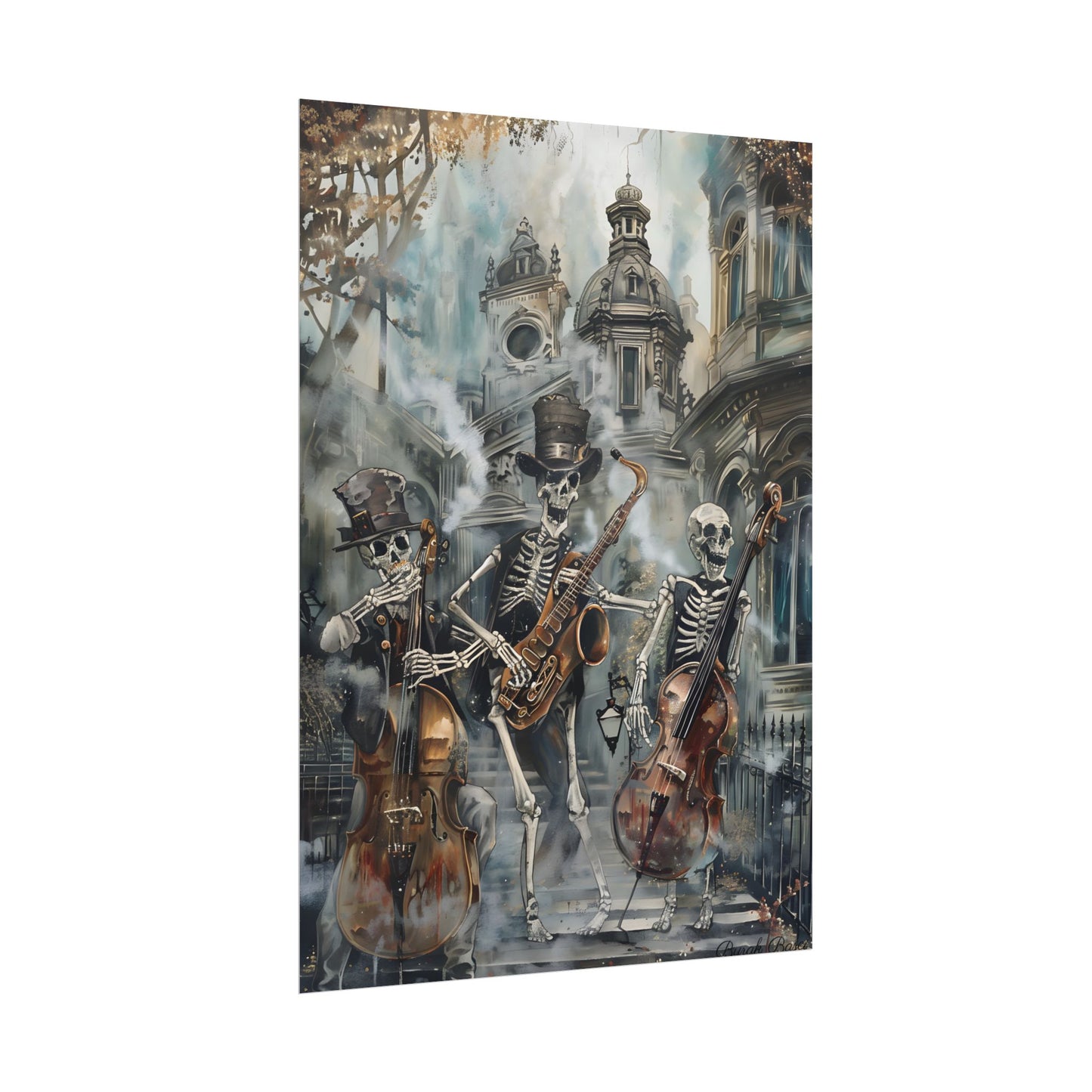 Victorian Lowbrow Jazz: Skeleton Band in Artistic Swing - Poster