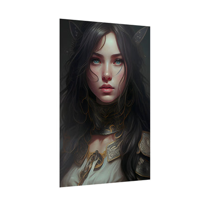 Vibrant Red Portrait: Dynamic Female Artwork - Poster