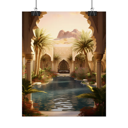 Serene Desert Oasis Art: Arabian Nights-Inspired Print - Poster