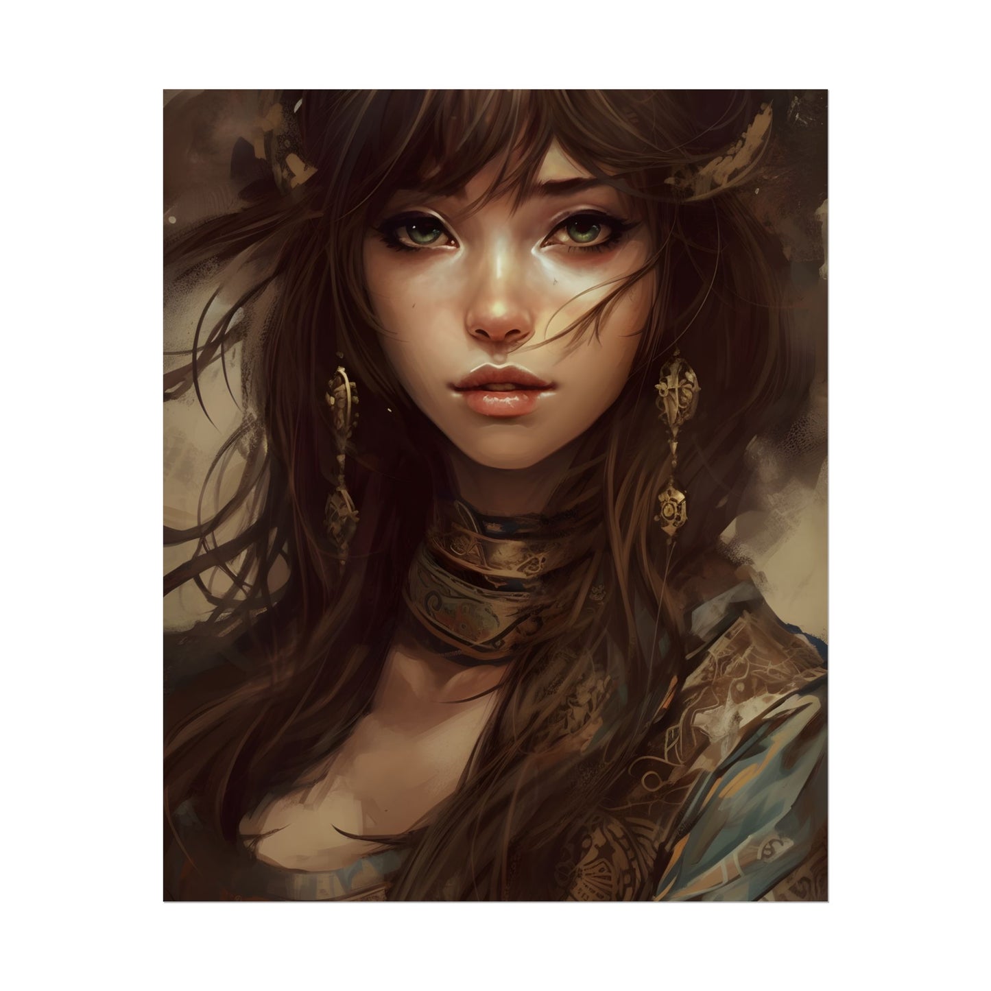 Enchanting Brunette Portrait: Gentle Beauty - Poster