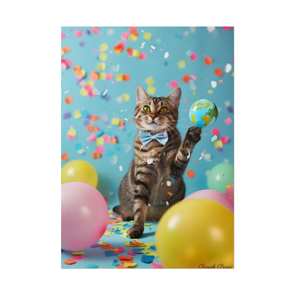 Whimsical Cat in Bow Tie: Close-Up Art Print - Poster