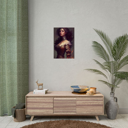 Lovely Brown Hair Portrait: Stunning Female Art - Poster