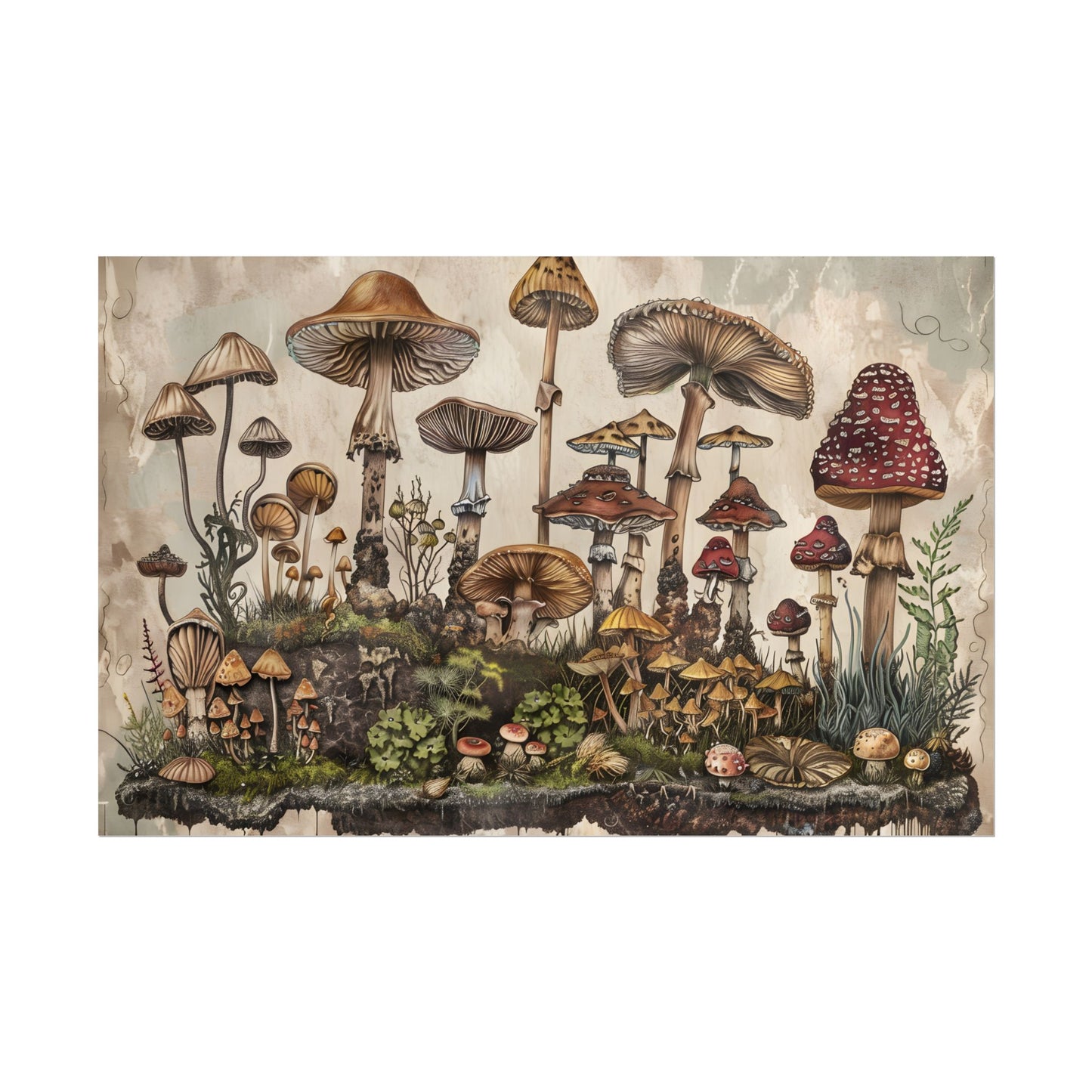 Vintage Mushroom Illustrations: A Collection of Unique Fungi - Poster