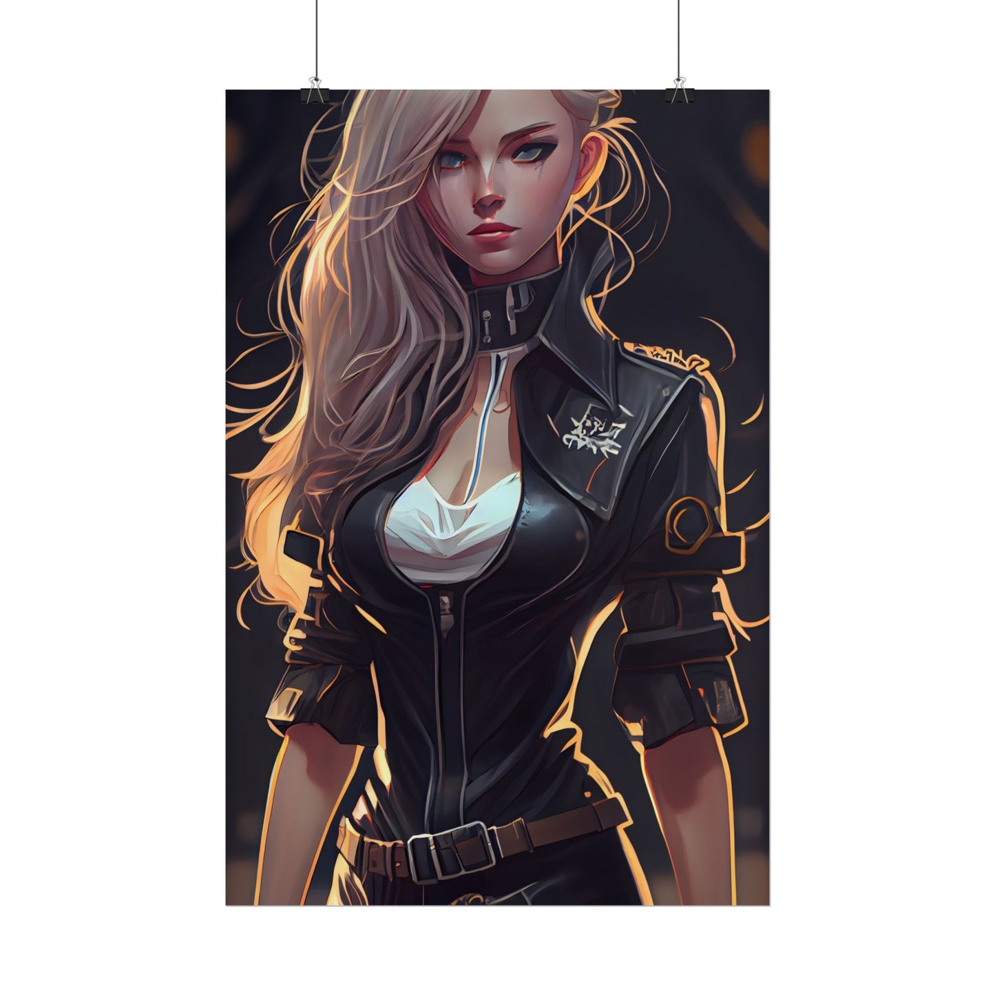 Blonde Female Police Officer: Calm Professional in Hotel Lobby - Poster