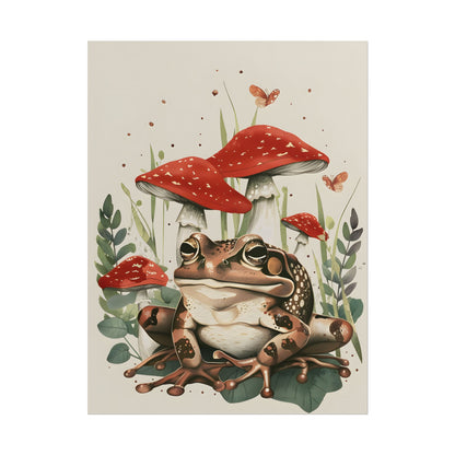 Retro Frog Smile: Colorful Mushroom Friends - Poster