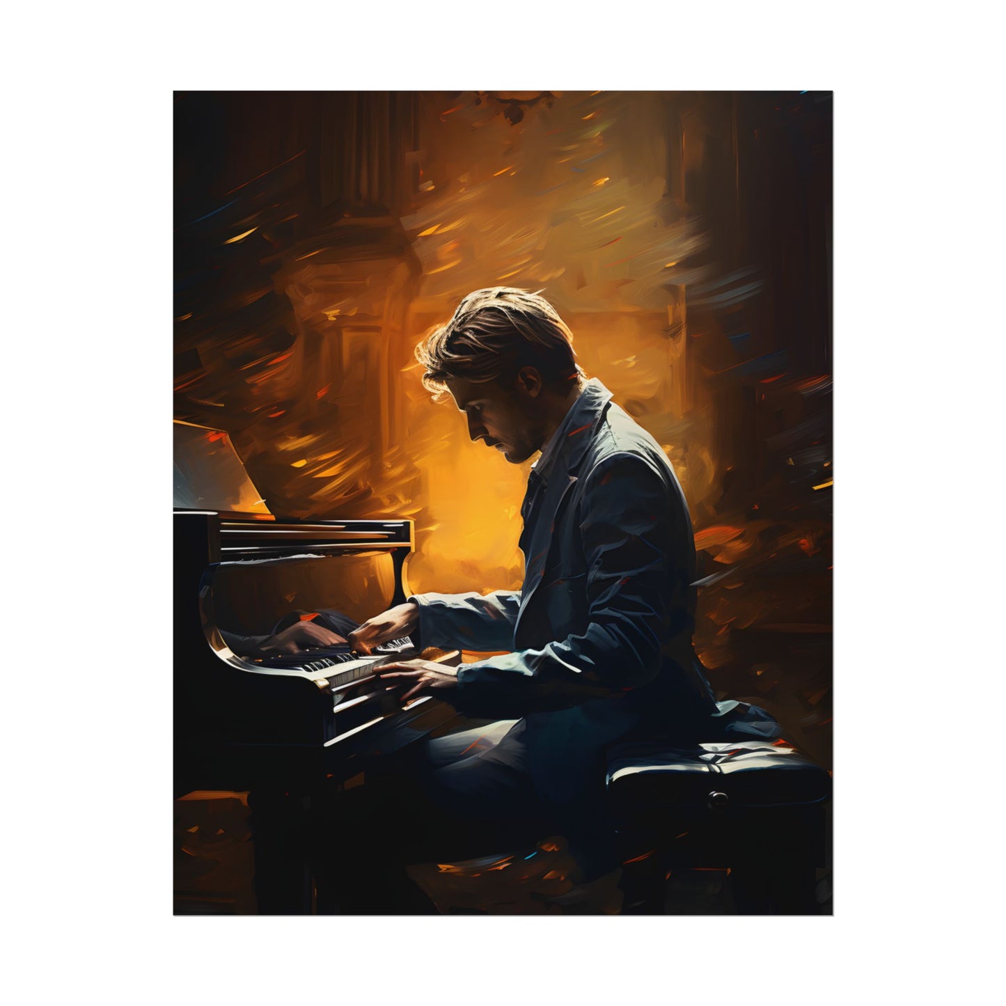 Mysterious Piano Portrait: A Dramatic Musical Masterpiece - Poster
