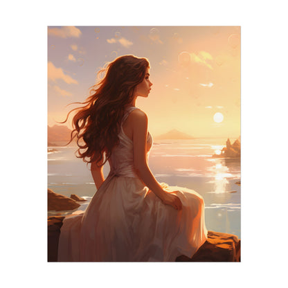 Vibrant Beach Scene: Summer Day with Sun-Kissed Figure - Poster