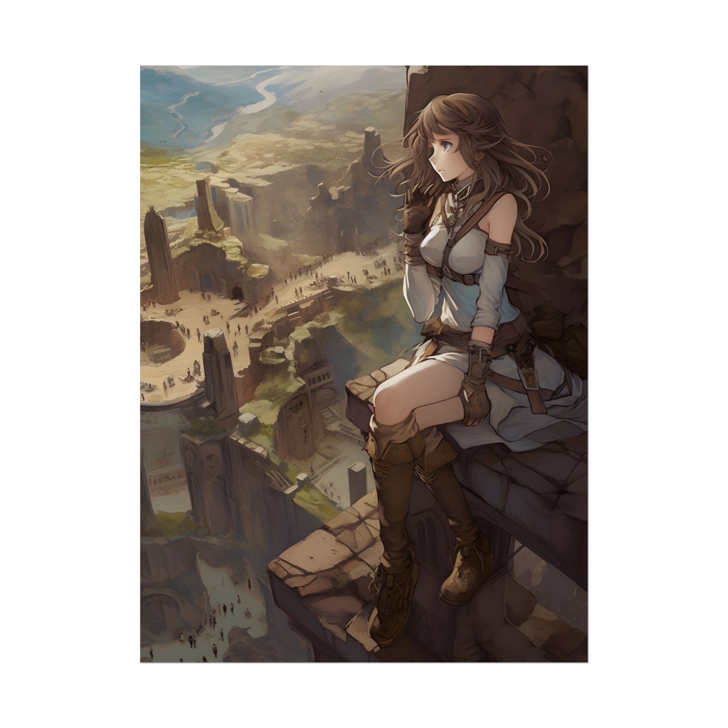 Heroic Bird's Eye View: A Detailed Anime Scene - Poster