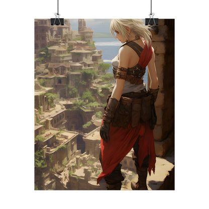 Dramatic Anime Female: Birds Eye View Illustration - Poster