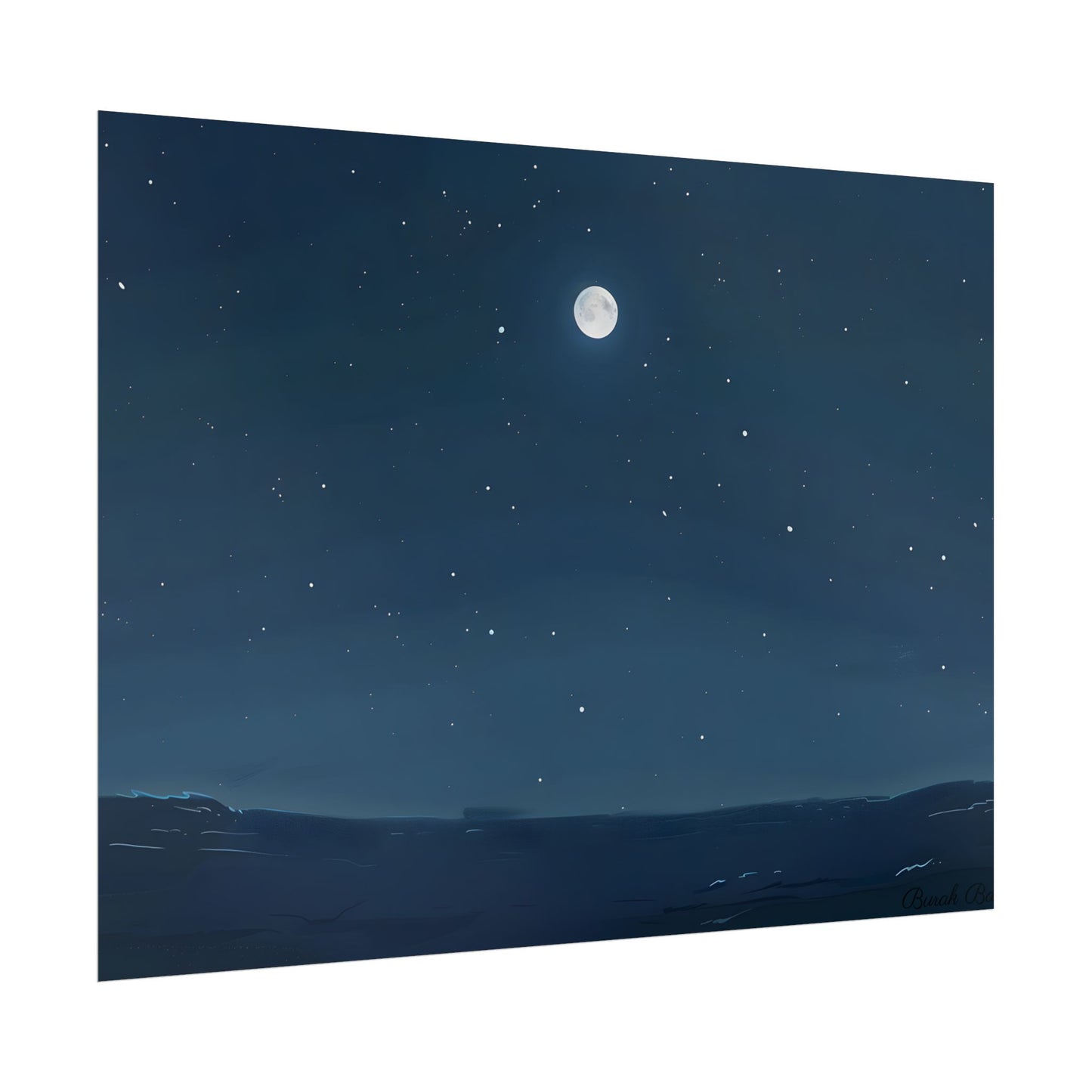 Starry Night Sky: Minimalist Beauty in Blue - Poster
