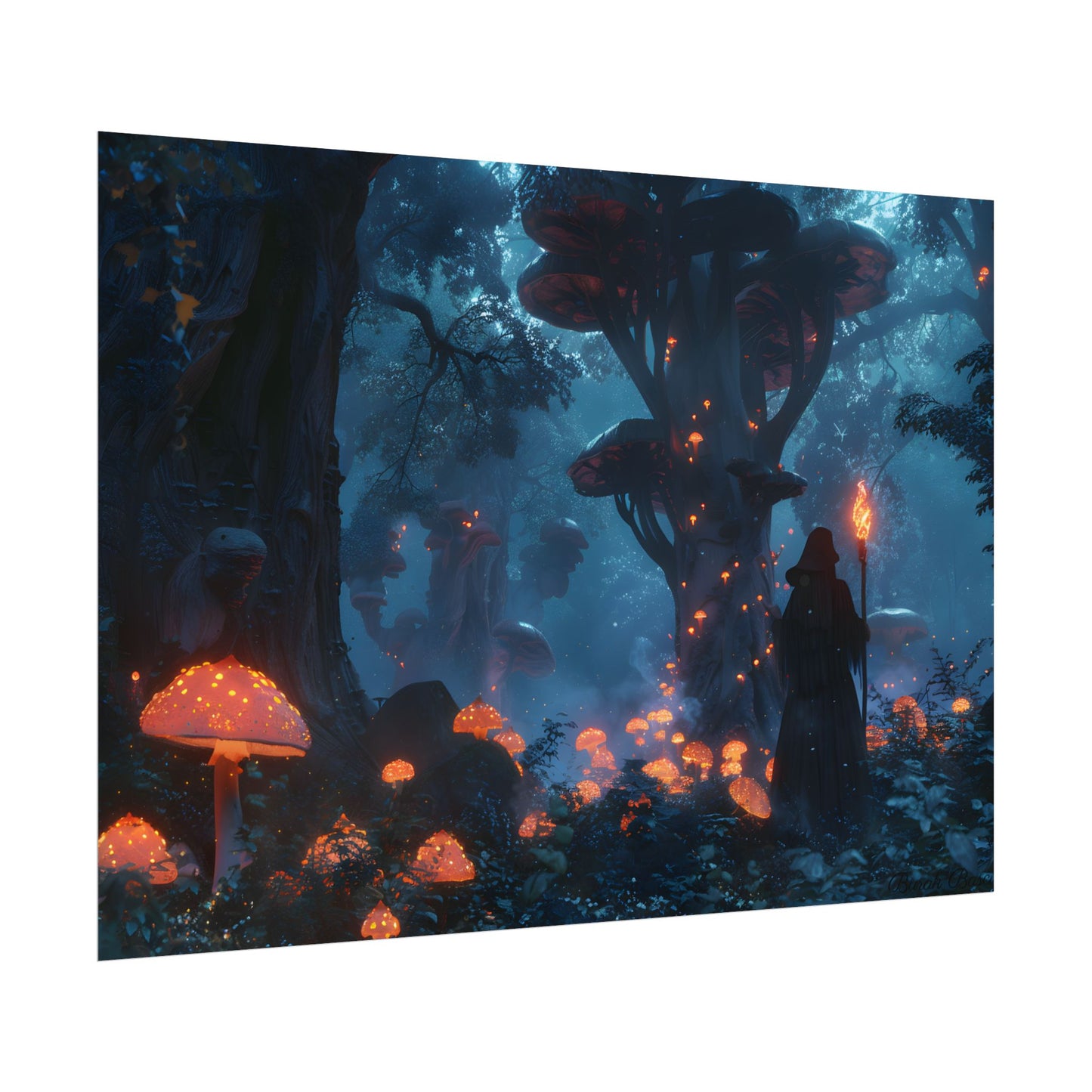 Mystical Forest Encounter: Vibrant Witch Artwork - Poster