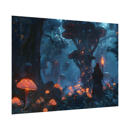 Mystical Forest Encounter: Vibrant Witch Artwork - Poster