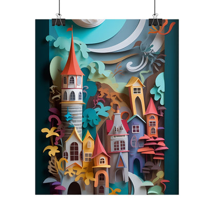Eye-Catching European Landscape: Paper Quilling Artwork - Poster