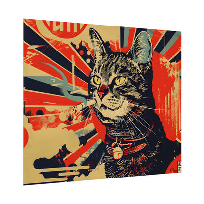 Whimsical Urban Wildlife: Cat Art in a Bolstered Setting - Poster